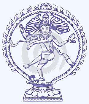 Vector of Vintage statue of Indian Lord Shiva Nataraja sculpture. is a depiction of the Hindu god Shiva as the divine dance