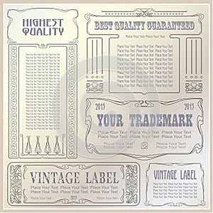 Vector vintage style labels and tags on different versions