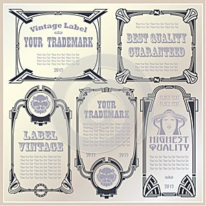 Vector vintage style labels and tags on different versions