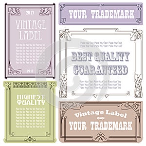 Vector vintage style labels and tags on different versions