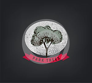 Vector vintage tree logo. Eco, print, hipster emblem