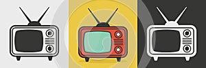 Vector Vintage TV Icon Set. Vintage TV Design Template. Retro TV Symbol for Web, Logo, App, UI etc. Vector Illustration