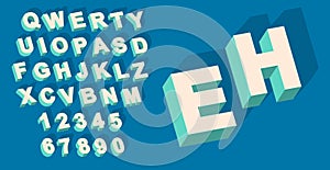 Vector of Vintage type alphabet with 3d threedimentional effect photo