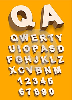 Vector of Vintage type alphabet with 3d threedimentional effect photo