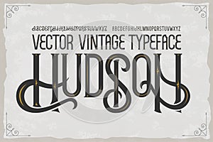 Vector vintage typeface Hudson . Vector font photo