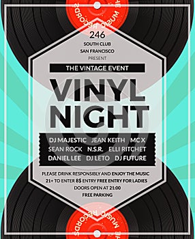 Vector vintage vinyl LP DJ party poster