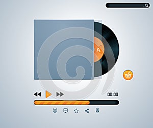 Vector vinyl disk in envelope music player