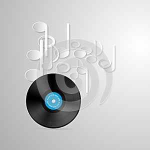 Vector Vinyl Record Discs and Paper Notes