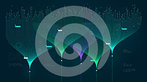 Vector visualization information stream analysis, machine data sorting, Big data technology and network analyzing, AI deep