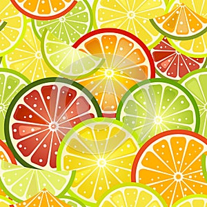 Vector vivid seamless pattern with colorful citrus slices