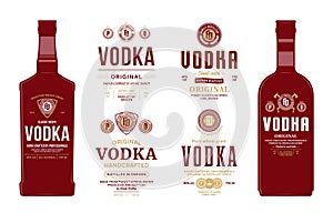 Vector vodka labels and bottle mockups