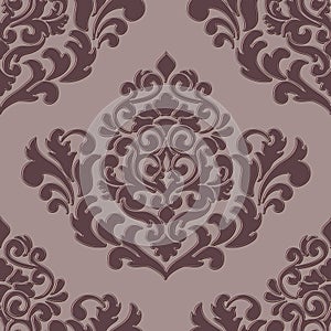 Vector volumetric damask seamless pattern element. Elegant luxury embossed texture for wallpapers, backgrounds and page