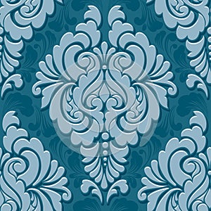 Vector volumetric damask seamless pattern element. Elegant luxury embossed texture for wallpapers, backgrounds and page