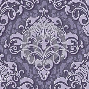 Vector volumetric damask seamless pattern element. Elegant luxury embossed texture for wallpapers, backgrounds and page