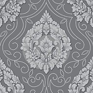 Vector volumetric damask seamless pattern element. Elegant luxury embossed texture for wallpapers, backgrounds and page