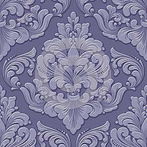 Vector volumetric damask seamless pattern element. Elegant luxury embossed texture for wallpapers, backgrounds and page