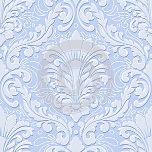 Vector volumetric damask seamless pattern element. Elegant luxury embossed texture for wallpapers, backgrounds and page