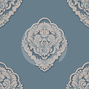 Vector volumetric damask seamless pattern element. Elegant luxury embossed texture for wallpapers, backgrounds and page