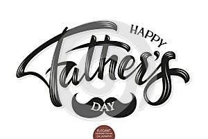 Vector volumetric Happy Fathers Day elegant modern handwritten calligraphy. Typography poster. Isolated on white