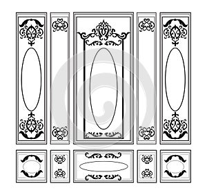 Vector wainscoting Decorative Damask Ornamented frames for walls or backgrounds