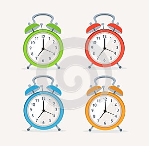 Vector wakeup clocks set. Flat Design photo