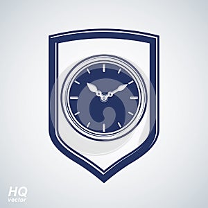 Vector wall clock with an hour hand on dial.