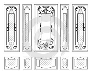 Vector Wall Frames wainscoting Decorative Damask Ornamented