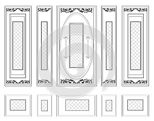 Vector Wall Frames wainscoting Decorative Damask Ornamented