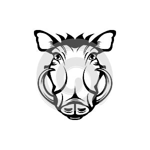Vector warthog head, face  for retro logos, emblems, badges, labels template and t-shirt vintage design element. Isolated on white photo