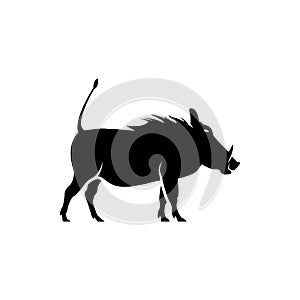 Vector warthog silhouette view side for retro logos, emblems, badges, labels template vintage design element. Isolated on white