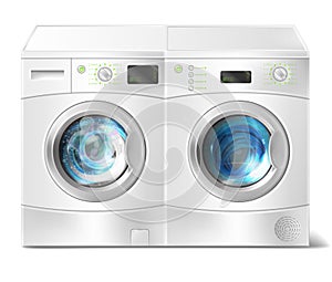 Vector washer and dryer with laundry inside