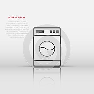 Vector washer icon in flat style. Laundress sign illustration pictogram. Washing machine business concept