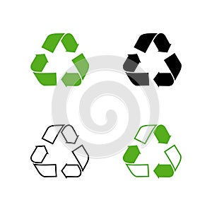 Vector waste logo sign. Arrow reuse earth recycle symbol reuse concept icon