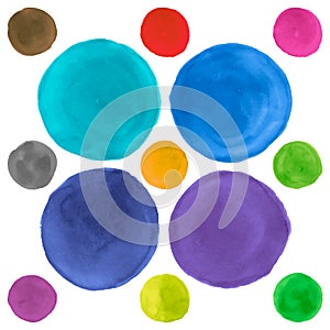 Vector Water Colour Circle. Graphic Stains Drawing. Art Blots on Paper. Brush Stroke Water Colour Circle. Circular