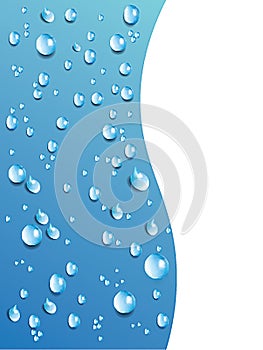 Vector Water Drops On Blue Background. Esp 10 Template