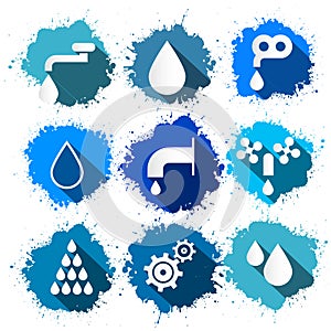 Vector Water Symbols - Icons Splash Set