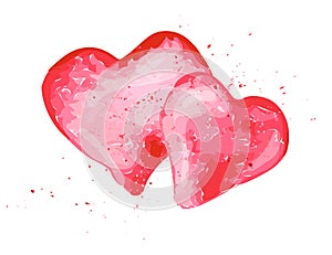 Vector watercolor artistic heart symbol illustration.