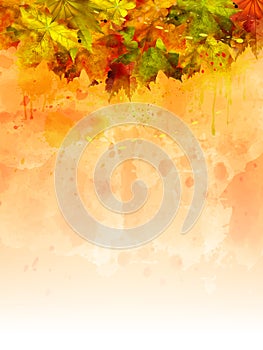 Vector watercolor autumn vertical background