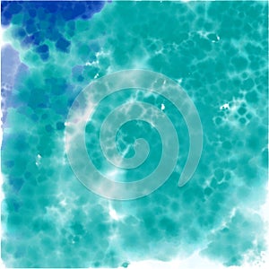 Vector watercolor background in blue and aquamarine colors. Watercolor ocean or sea. Hand drawn abstract water texture