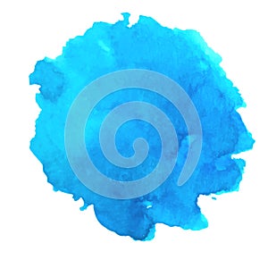 Vector watercolor blue splash. Abstract cyan blot background. Sea, tropical ocean, lagoon element. azure blob