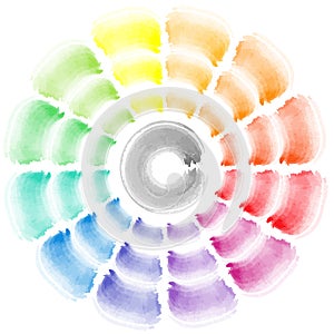 vector watercolor brush strokes sampler color theory with gray in the middle