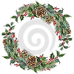 Vector watercolor christmas wreath