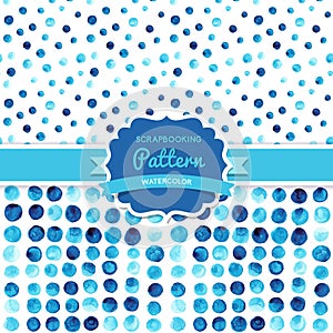 Vector watercolor circles seamless pattern (tiled). Retro paints