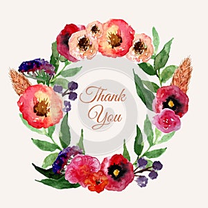 Vector watercolor floral wreath set with vintage leaves and flowers. Artistic design for banners, greeting cards,sales, pos