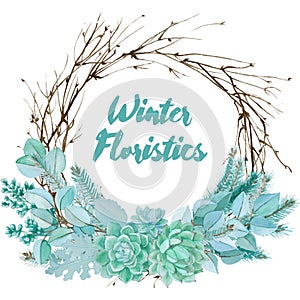 Vector Watercolor Floristic Composition