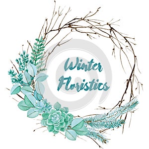 Vector Watercolor Floristic Composition