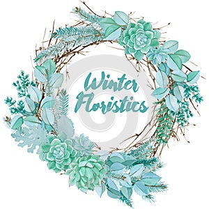 Vector Watercolor Floristic Composition