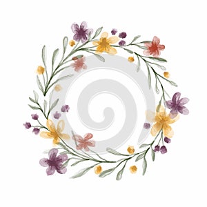 Vector watercolor flower wreath. Elegant floral design for invitation, wedding or greeting card.