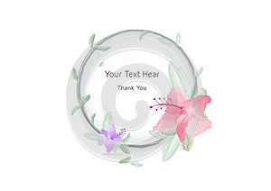 A vector of Watercolor Fringed hibiscus flowers with red and purple on the crystal ball, beautiful floral frame banner and tree il