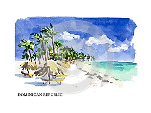 Vector watercolor illustration of Dominican Republic